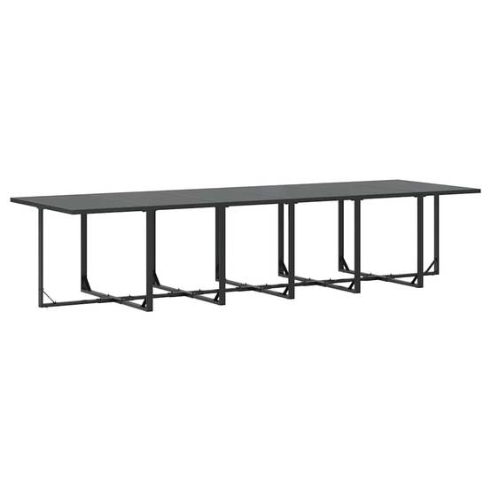 Très Grande Table de Jardin 16 Personnes Acier avec 12 Chaises et 4 Tabourets Noir – ComfortXL Outdoor Living - Image 6