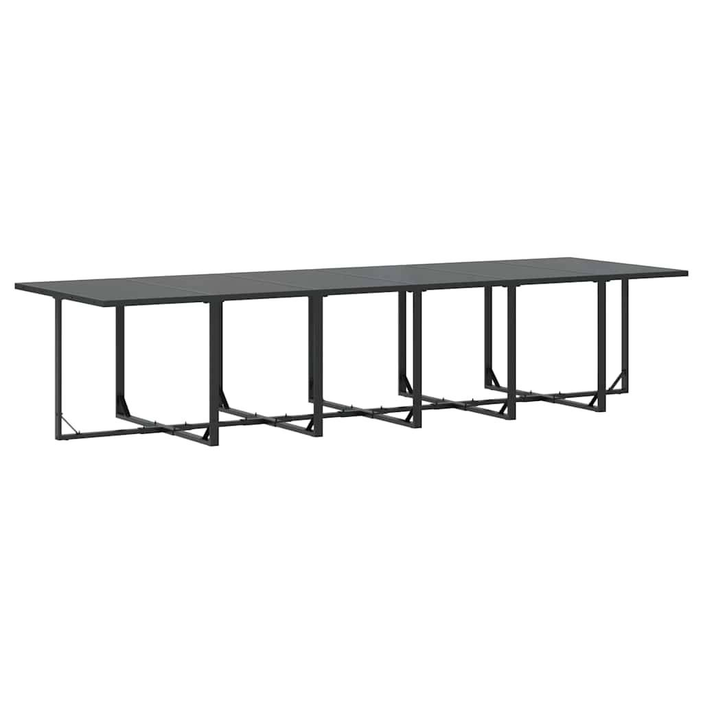Très Grande Table de Jardin 16 Personnes Acier avec 12 Chaises et 4 Tabourets Noir – ComfortXL Outdoor Living - Image 6