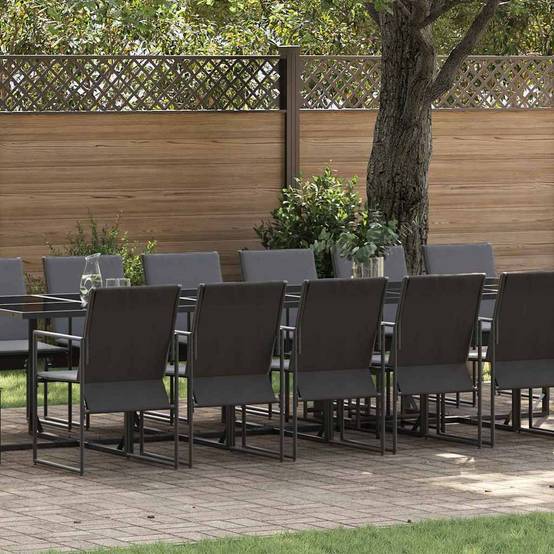 Très Grande Table de Jardin 16 Personnes Acier avec 12 Chaises et 4 Tabourets Noir – ComfortXL Outdoor Living - Image 1