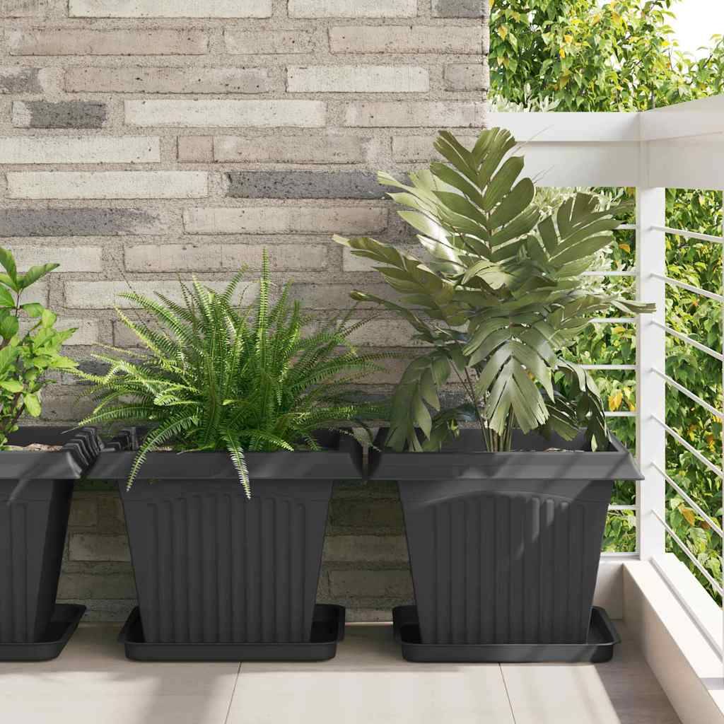 ComfortXL - Lot de 24 pots carrés plastique terrasse balcon drainage intégré 43x43x33,5cm noir - ComfortXL Outdoor Living - Image 1