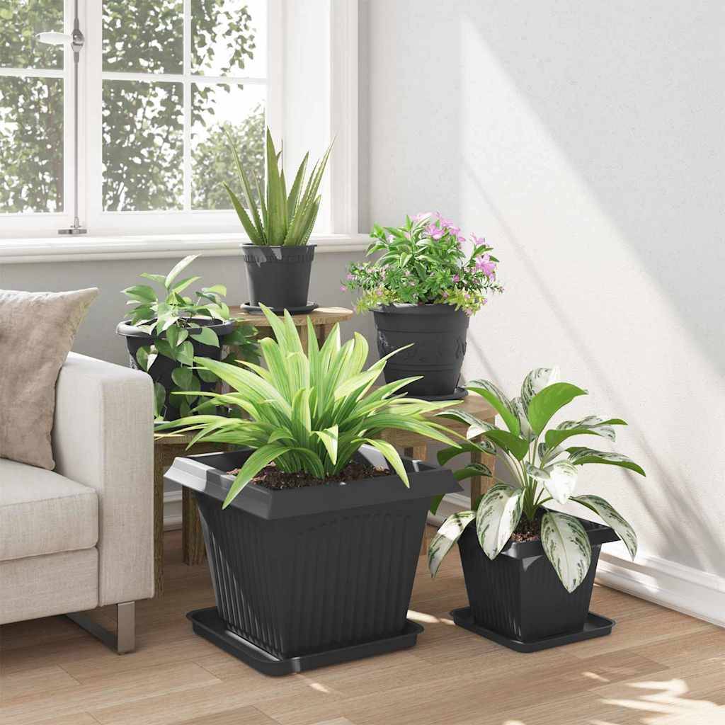 ComfortXL - Lot de 24 pots carrés plastique terrasse balcon drainage intégré 43x43x33,5cm noir - ComfortXL Outdoor Living - Image 4
