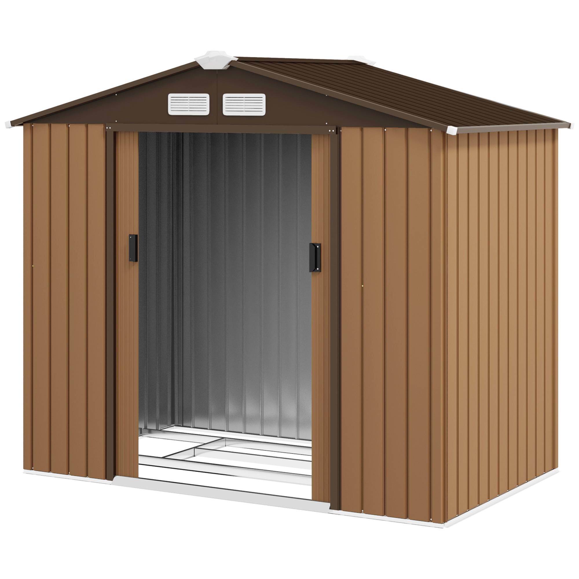 Abri de jardin acier galvanisé extérieur rangement outils toit incliné 213x130cm kaki - ComfortXL Outdoor Living - Image 2