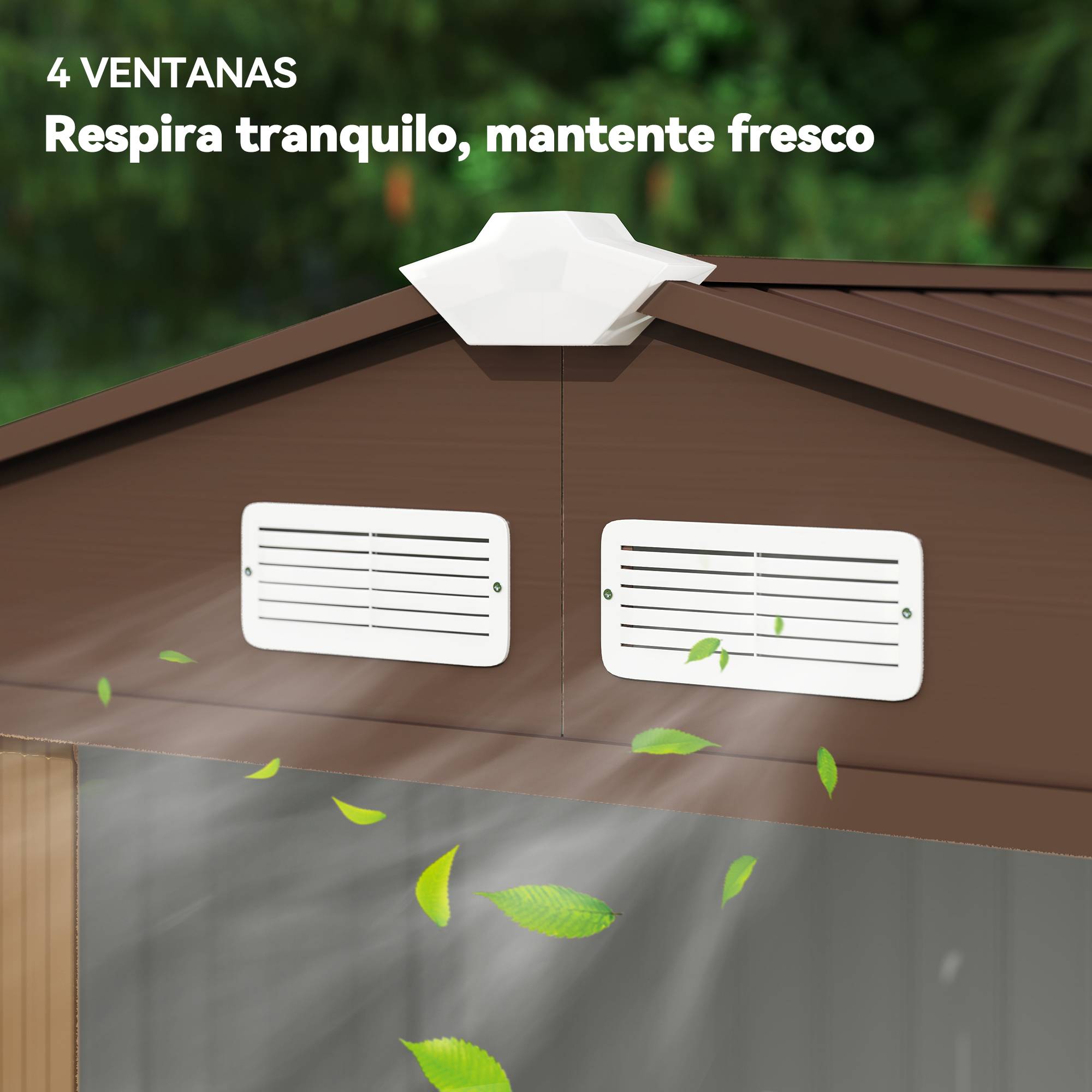 Abri de jardin acier galvanisé extérieur rangement outils toit incliné 213x130cm kaki - ComfortXL Outdoor Living - Image 10