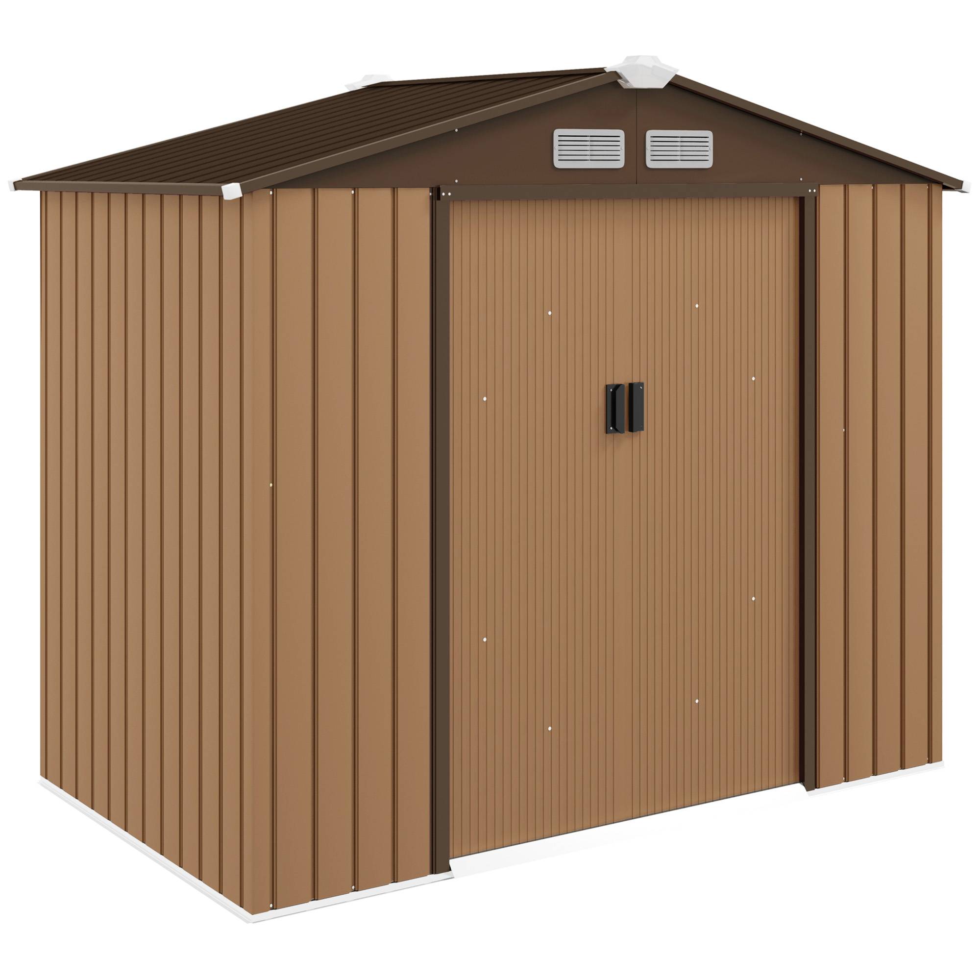 Abri de jardin acier galvanisé extérieur rangement outils toit incliné 213x130cm kaki - ComfortXL Outdoor Living - Image 1