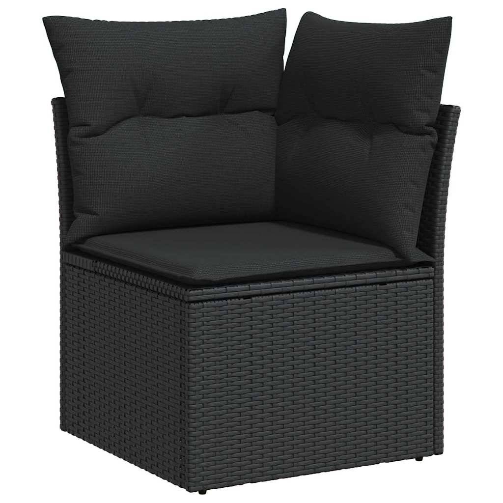 ComfortXL - Salon Bas de Jardin 7 Pièces Noir en Rotin Synthétique – Ensemble Canapé Modulable Robuste & Table Verre – ComfortXL Outdoor Living - Image 3