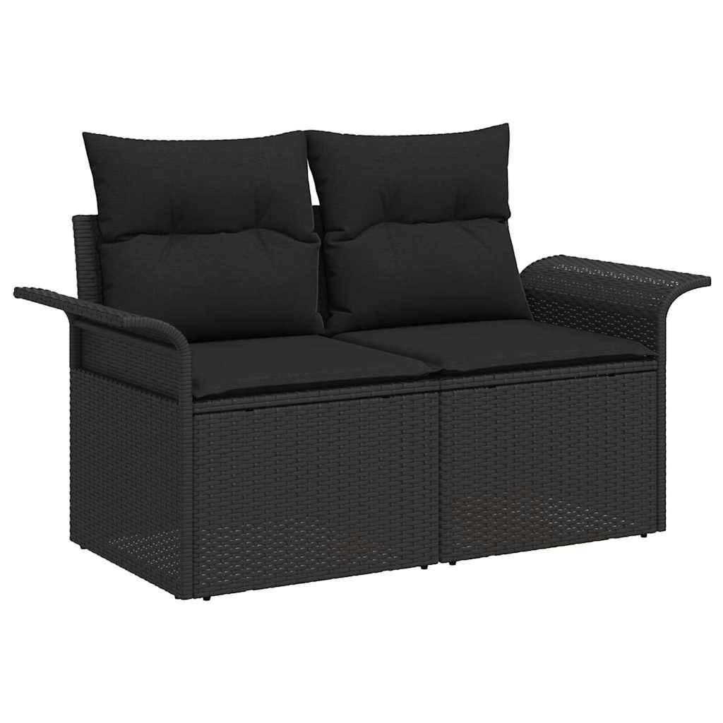 ComfortXL - Salon Bas de Jardin 7 Pièces Noir en Rotin Synthétique – Ensemble Canapé Modulable Robuste & Table Verre – ComfortXL Outdoor Living - Image 2