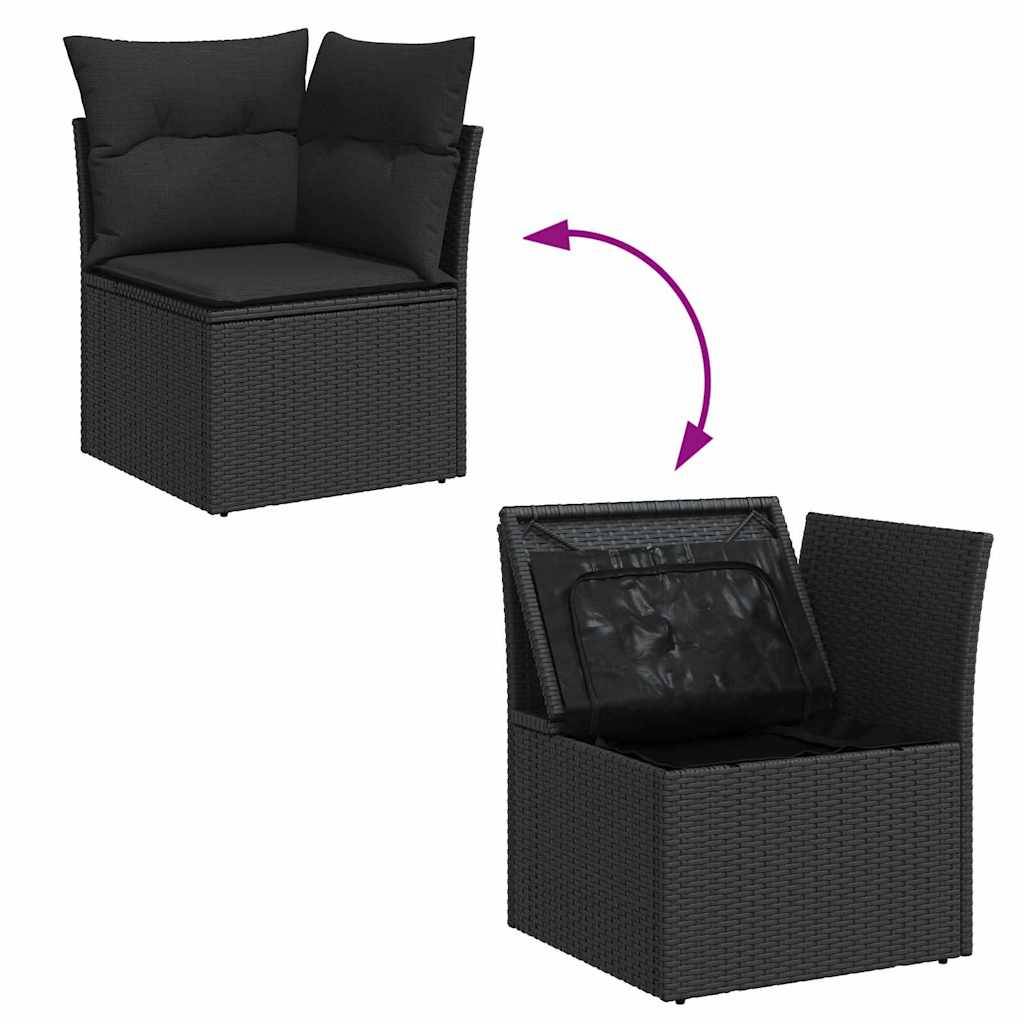 ComfortXL - Salon Bas de Jardin 7 Pièces Noir en Rotin Synthétique – Ensemble Canapé Modulable Robuste & Table Verre – ComfortXL Outdoor Living - Image 8