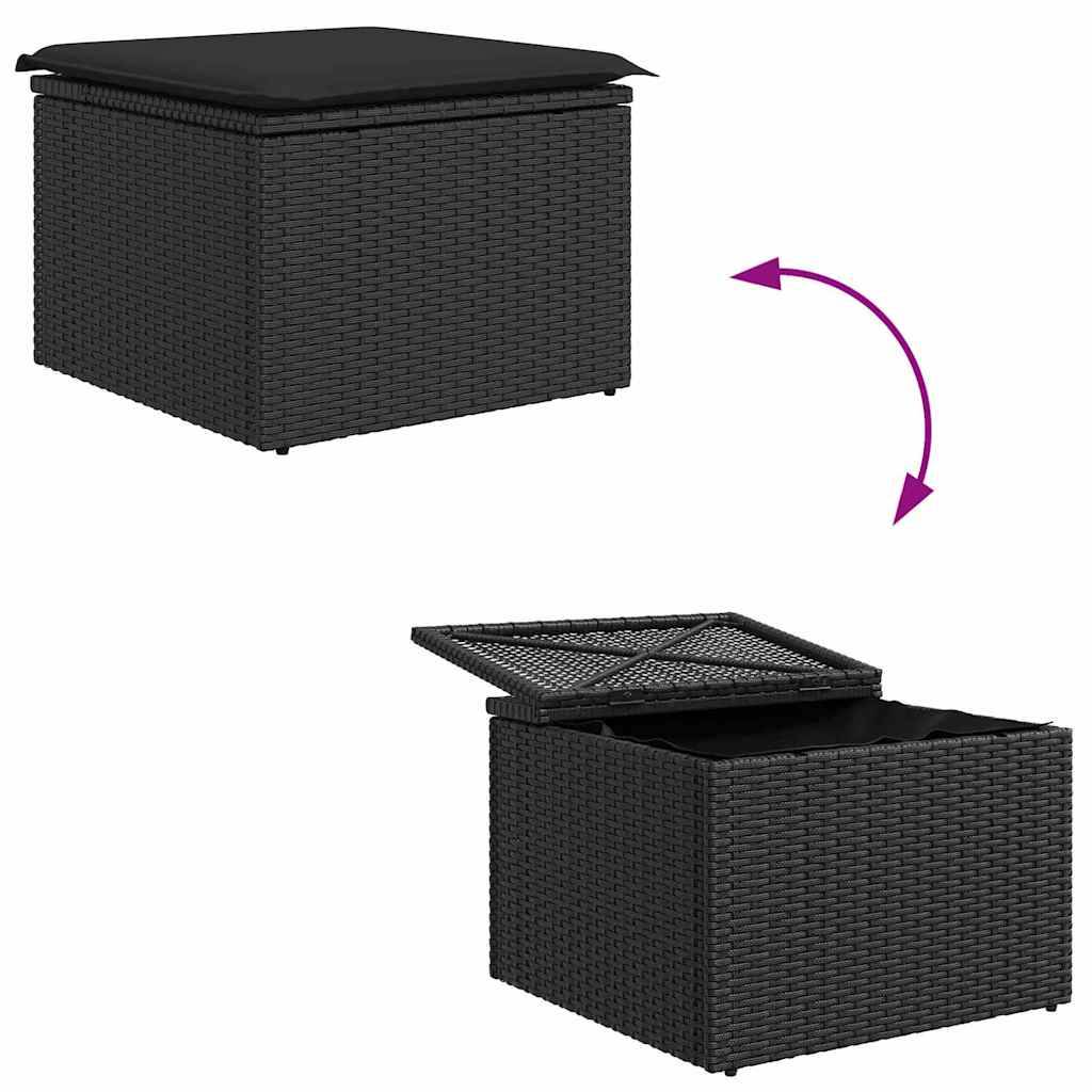 ComfortXL - Salon Bas de Jardin 7 Pièces Noir en Rotin Synthétique – Ensemble Canapé Modulable Robuste & Table Verre – ComfortXL Outdoor Living - Image 10