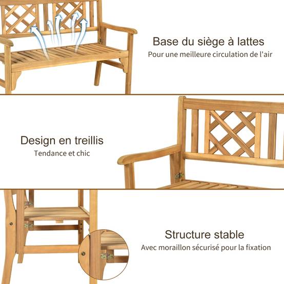 Maison Chic - Banc de Jardin en Teck Pliable Bois 120x56x90cm à 2 Places Dossier Incurvé et Accoudoirs - Image 6