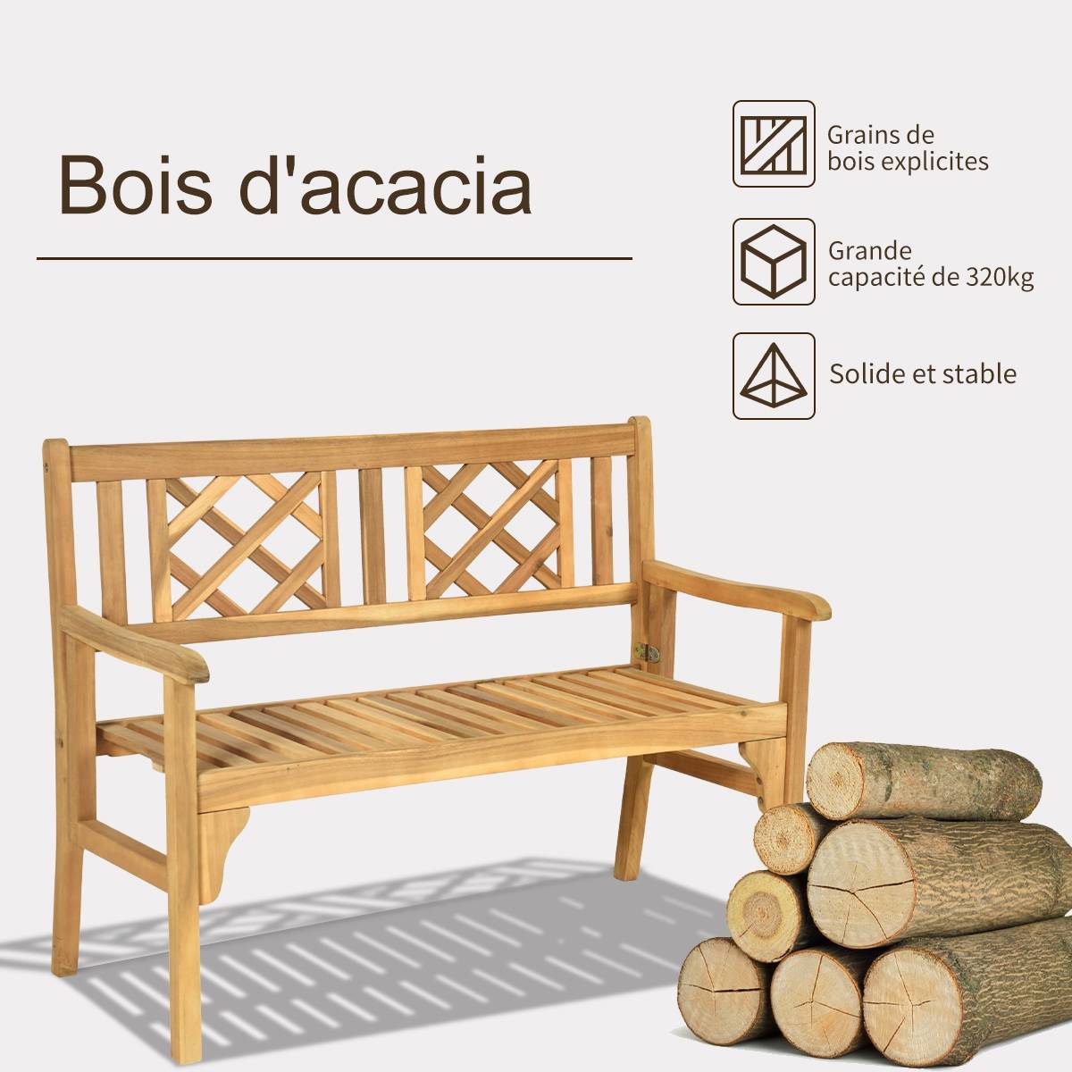 Maison Chic - Banc de Jardin en Teck Pliable Bois 120x56x90cm à 2 Places Dossier Incurvé et Accoudoirs - Image 5