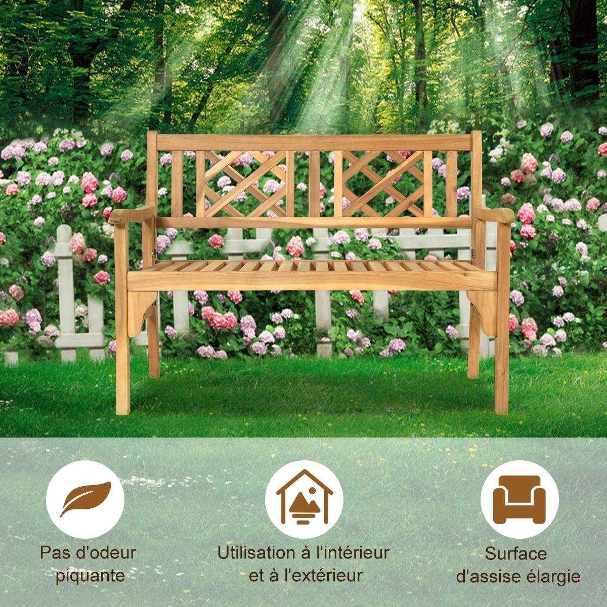 Maison Chic - Banc de Jardin en Teck Pliable Bois 120x56x90cm à 2 Places Dossier Incurvé et Accoudoirs - Image 4