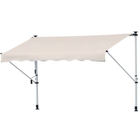 Store Banne Rétractable Manuel 4 x 1,2 m, Hauteur Réglable 170–280 cm, Sans Perçage, Terrasse, Balcon et Jardin, Beige - Image 1