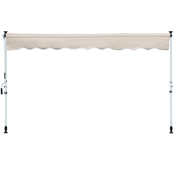Store Banne Rétractable Manuel 4 x 1,2 m, Hauteur Réglable 170–280 cm, Sans Perçage, Terrasse, Balcon et Jardin, Beige - Image 2