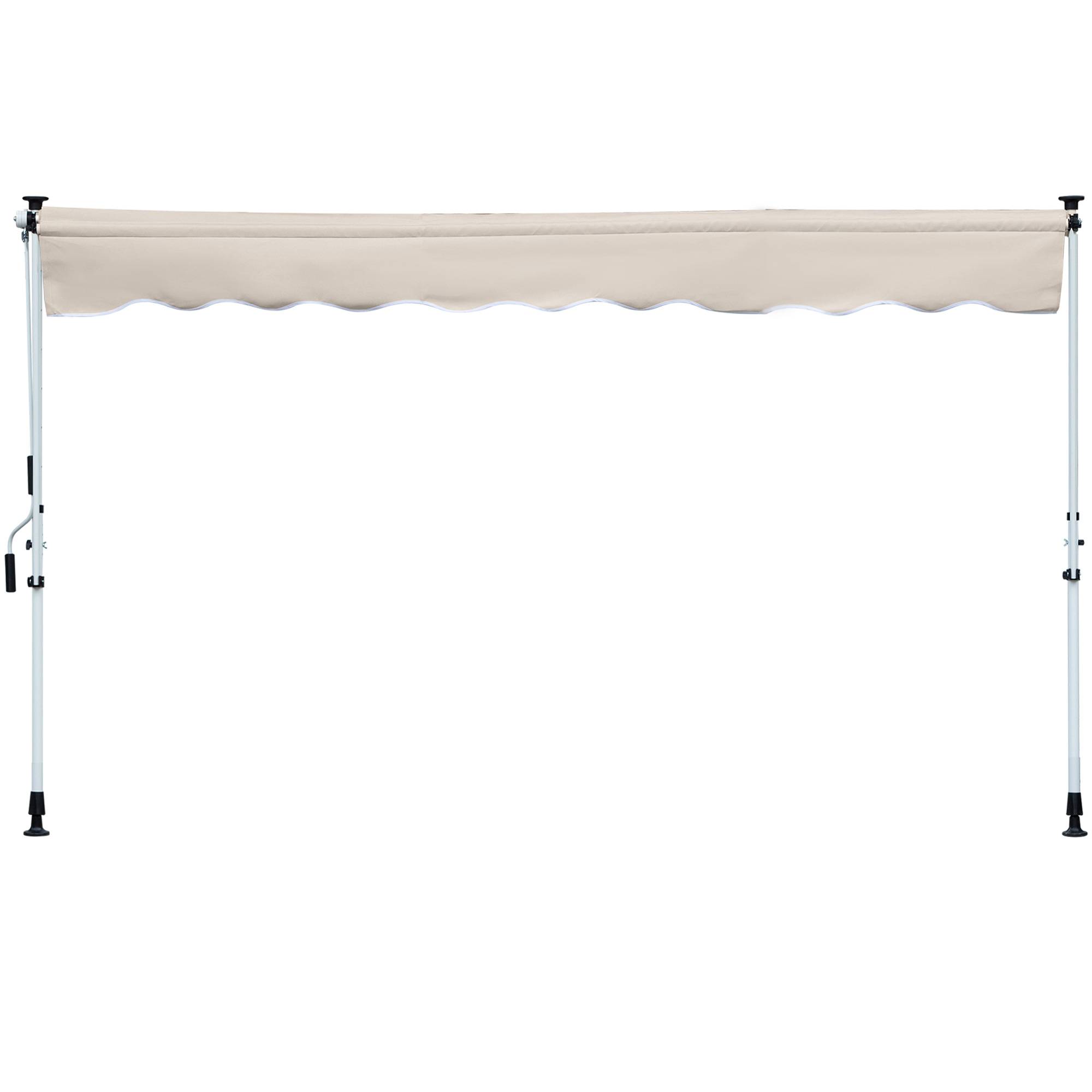 Store Banne Rétractable Manuel 4 x 1,2 m, Hauteur Réglable 170–280 cm, Sans Perçage, Terrasse, Balcon et Jardin, Beige - Image 2