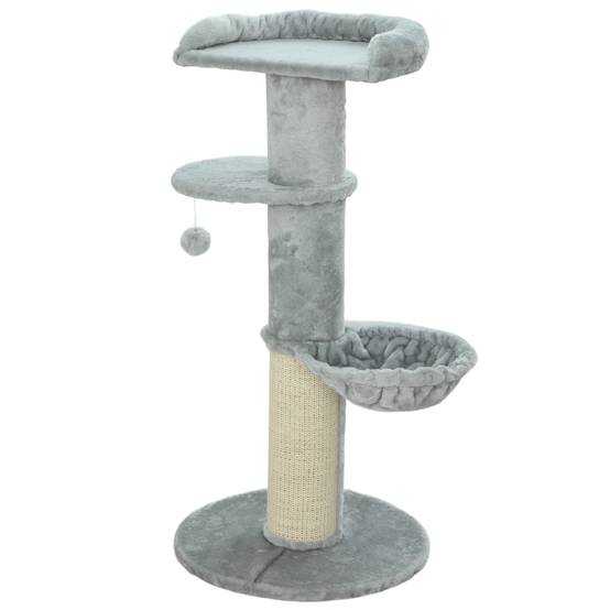 Arbre à Chat Solide Poteau Sisal Hamac et Plateforme Gris Clair 103cm - ComfortXL Outdoor Living - Image 8
