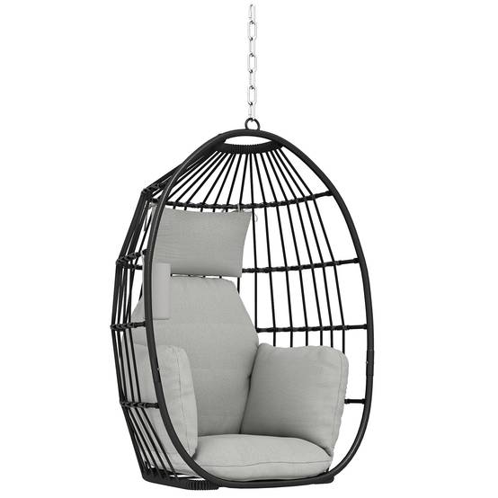 Outsunny - Fauteuil suspendu anier pliable, coussins, porte-gobelet, oreiller - intérieur extérieur - 75x62x107cm - gris foncé - Outsunny - Image 1