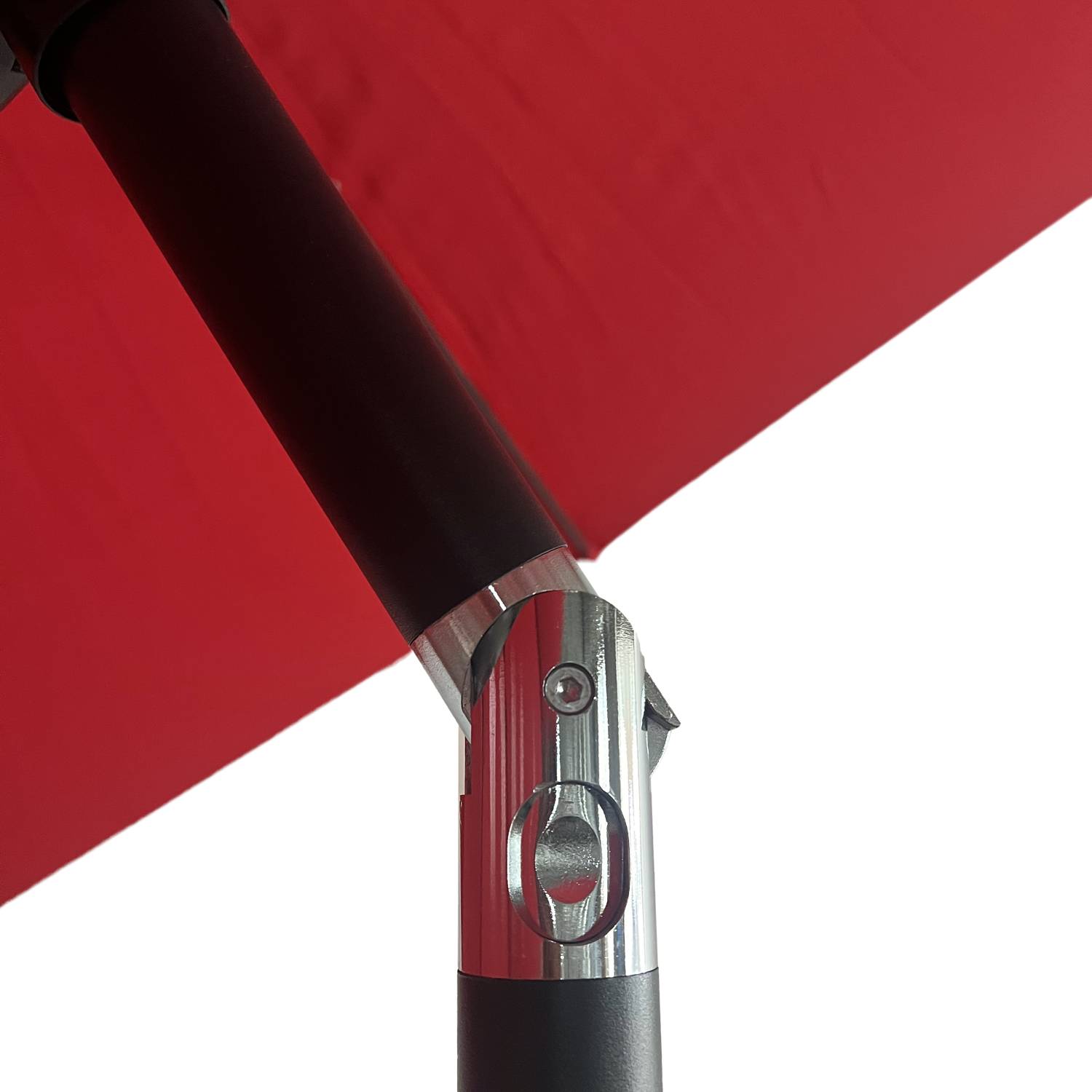 Parasol droit HAPUNA rond 3,30m de diamètre rouge - HAPPY GARDEN - Image 5