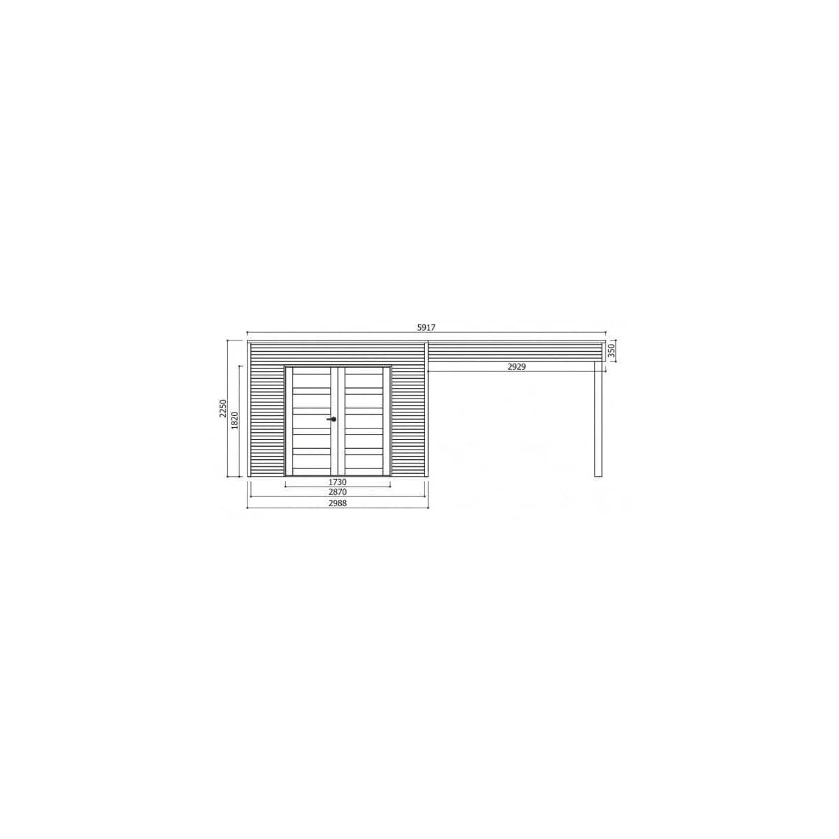 Abri de Jardin en Bois Traité Autoclave avec Terrasse Latérale Salerno - 5,40 m² - Image 2