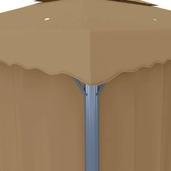 Gazebo de Jardin Aluminium Acier Toit Double avec Rideaux et Moustiquaires Taupe 3x3 m – ComfortXL Outdoor Living - Image 5