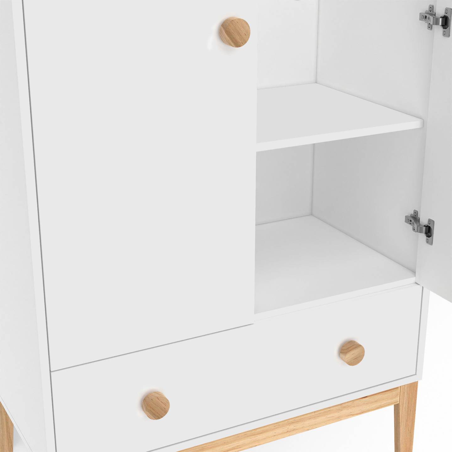 Armoire enfant 2 portes JACOB avec tiroir blanc et bois - Image 5
