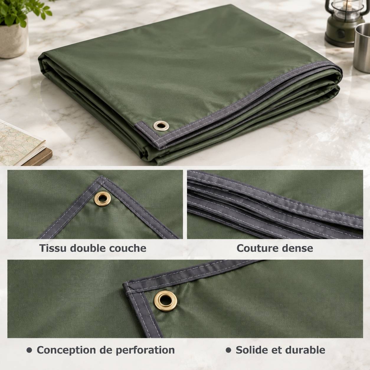 Tapis de Sol Imperméable Pliable Léger pour Camping Randonnée Extérieur - Image 3