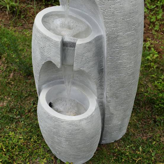 Fontaine de Jardin Urne 3 Niveaux LED Grise, Teamson Home - Image 4