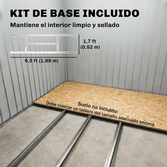 Abri de jardin de 2,42 m² (213 x 130 x 185 cm) avec 2 portes coulissantes, toit en pente et 4 fenêtres imitation bois - Image 8