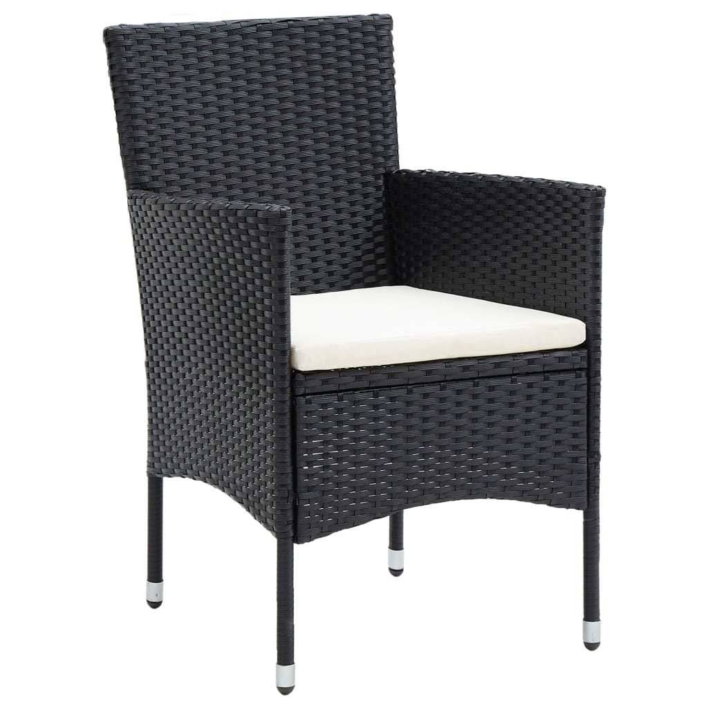 Vidaxl - Ensemble à dîner de jardin avec coussins 3 pcs-Salons de jardin poly rotin noir 452494 - Image 4
