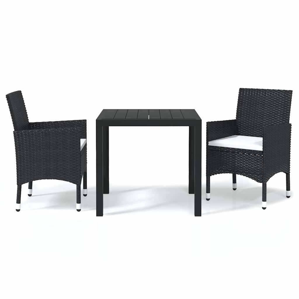 Vidaxl - Ensemble à dîner de jardin avec coussins 3 pcs-Salons de jardin poly rotin noir 452494 - Image 2
