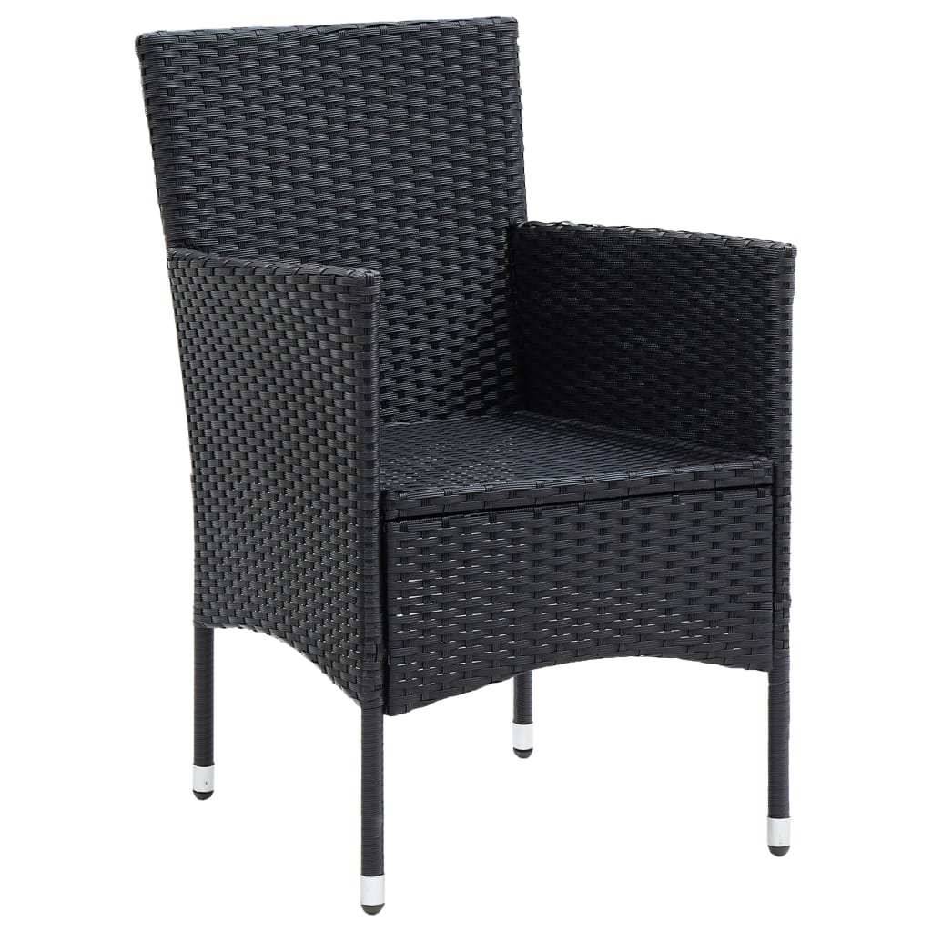Vidaxl - Ensemble à dîner de jardin avec coussins 3 pcs-Salons de jardin poly rotin noir 452494 - Image 5