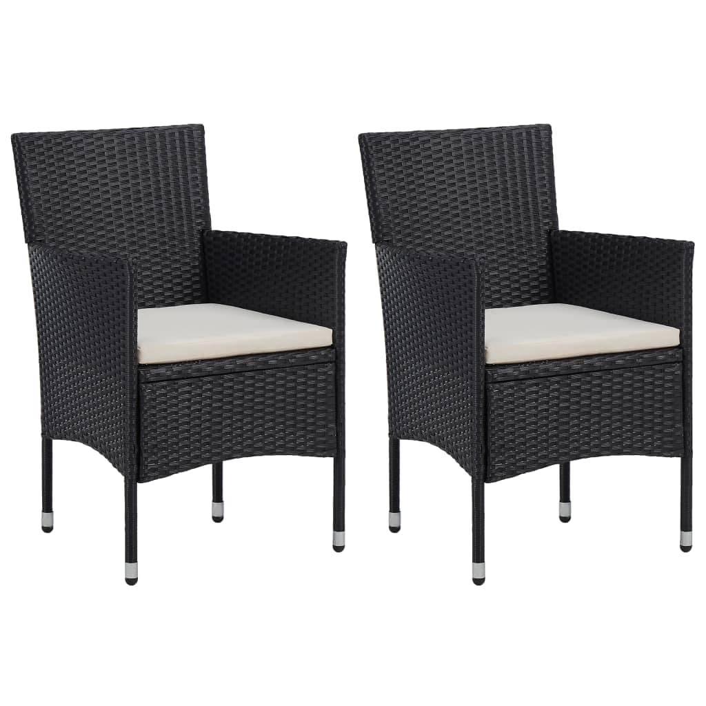 Vidaxl - Ensemble à dîner de jardin avec coussins 3 pcs-Salons de jardin poly rotin noir 452494 - Image 3
