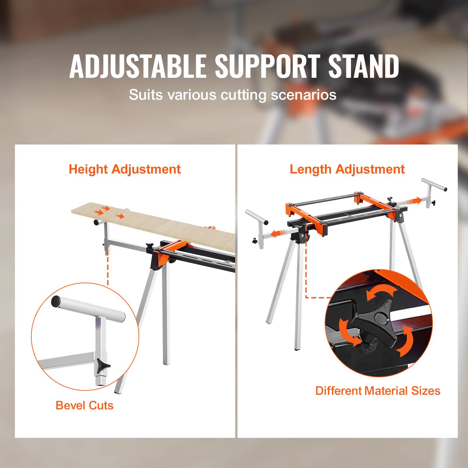 Vevor - VEVOR Support scie onglet universel 136.1kg, pliable, acier, hauteur réglable. - Image 4