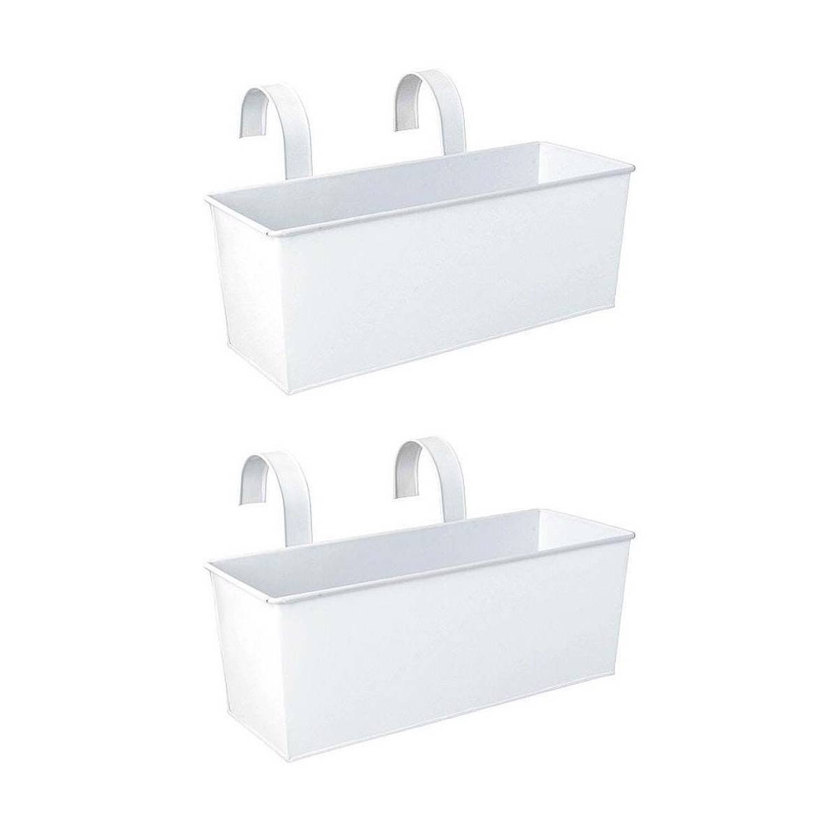 Esschert Design - Jardinière balcon en zinc blanc à suspendre (Lot de 2) - Image 1