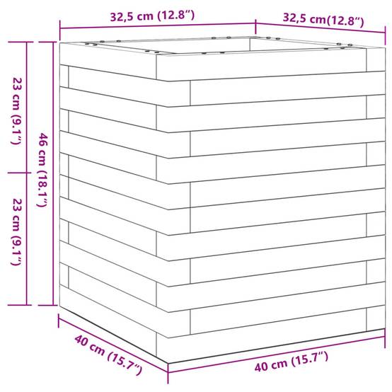 ComfortXL - Jardinière Cube en Bois de Douglas Massif – Pot Carré Solide et Esthétique pour Plantes Ornementales – 40x46cm Naturel – ComfortXL Outdoor Living - Image 10