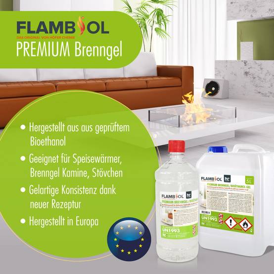 Bioéthanol premium en gel FLAMBIOL® en bidon de 5 L x 16 - Image 2