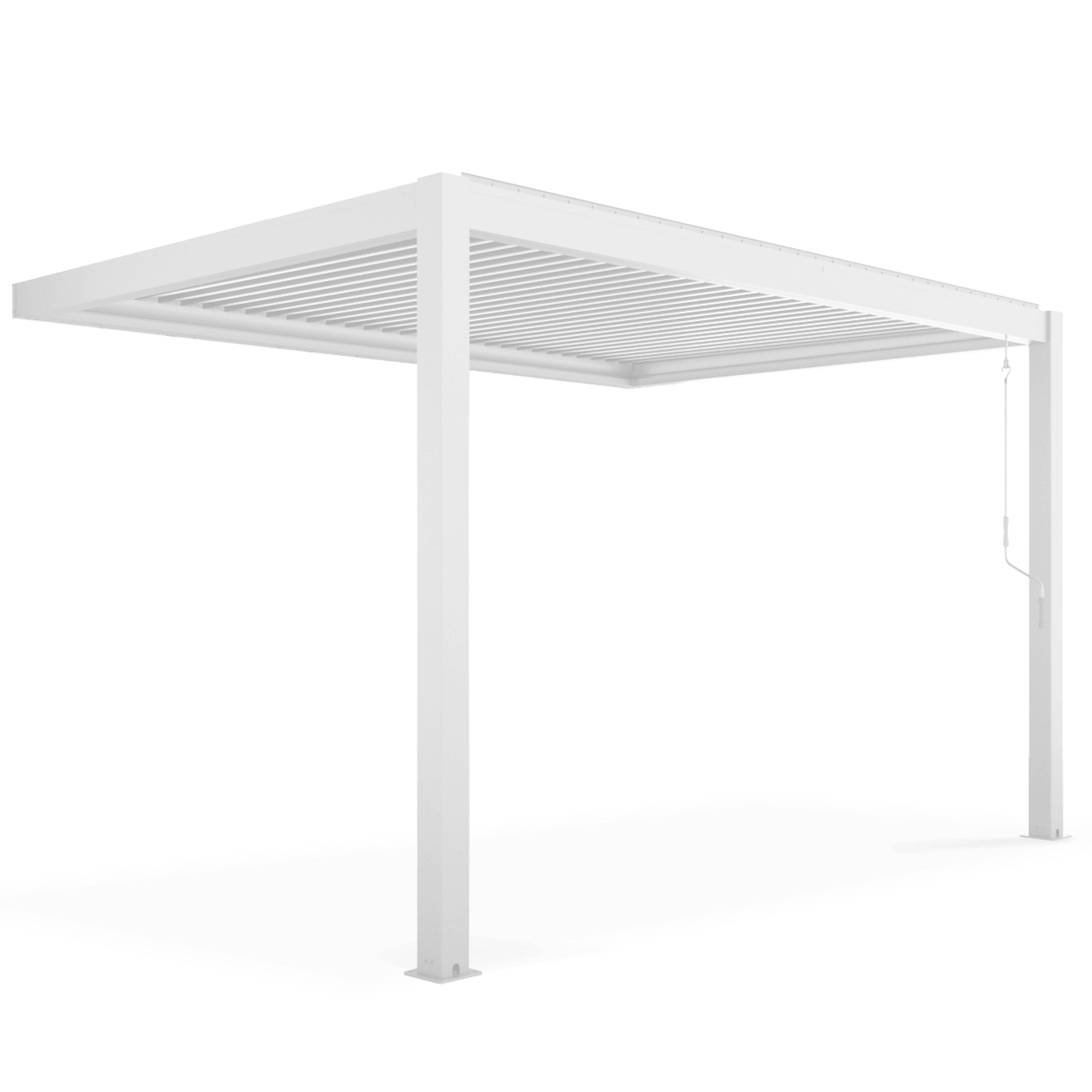 Oviala - Pergola bioclimatique adossée blanche 3x4m et 1 Store 3,73 x 2,34 m - Oviala - Image 5