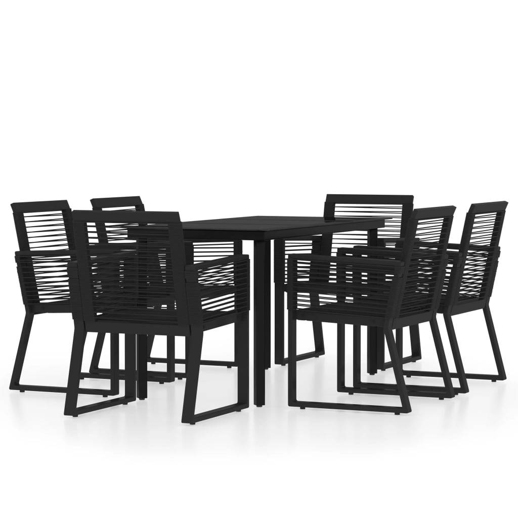 Salon de Jardin 6P 140cm Rotin PVC et Acier pour Terrasse Noir – ComfortXL Outdoor Living - Image 2