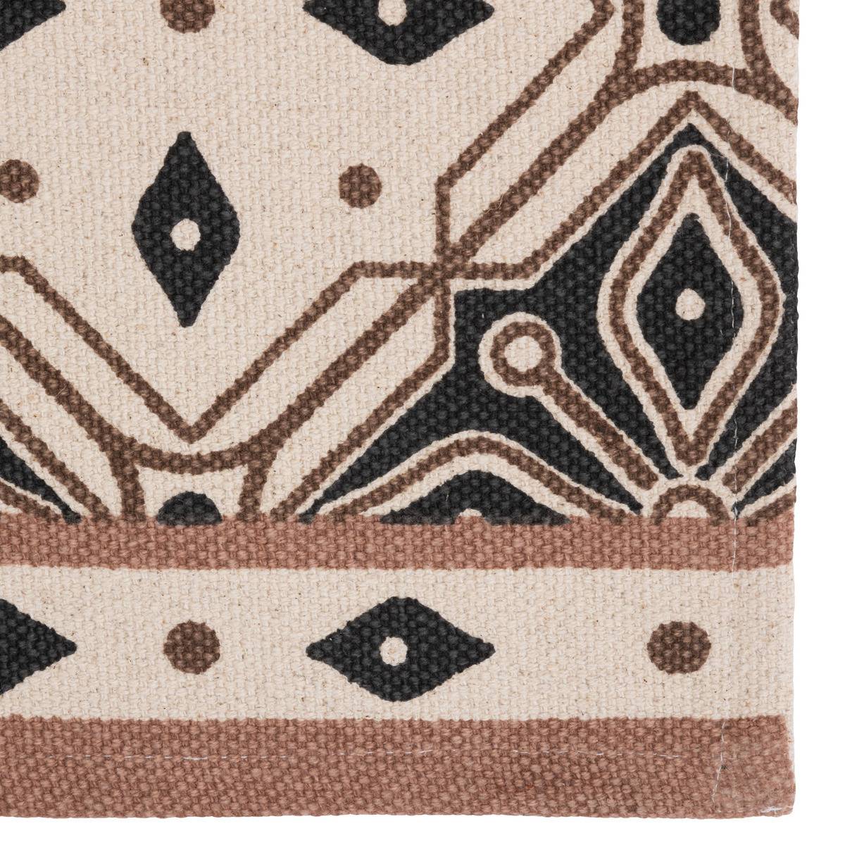 Atmosphera - Tapis de couloir en Coton Beige et Noir motif mosaïque 80 x 200 cm - Image 2