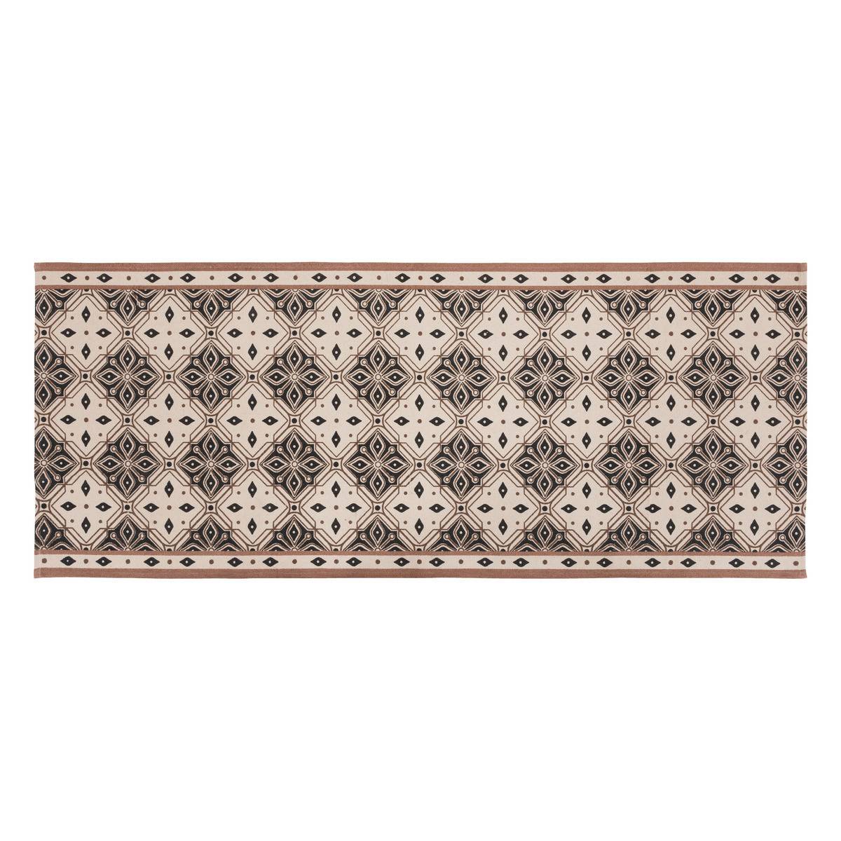Atmosphera - Tapis de couloir en Coton Beige et Noir motif mosaïque 80 x 200 cm - Image 1
