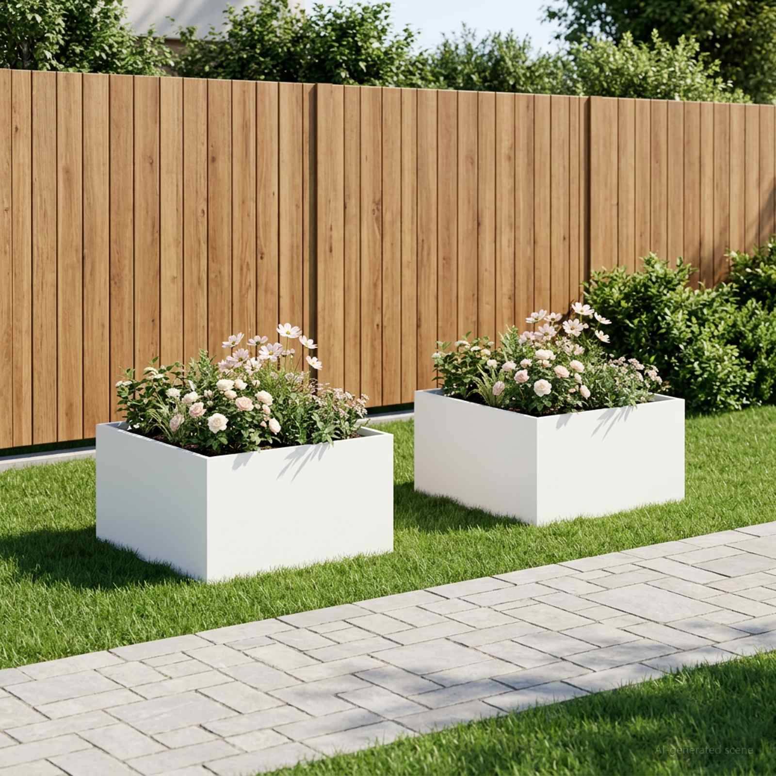 Vidaxl - Cache-pot de jardin 2 pc Blanc 100 x 100 x 40 cm vidaXL 8005123 - Image 1