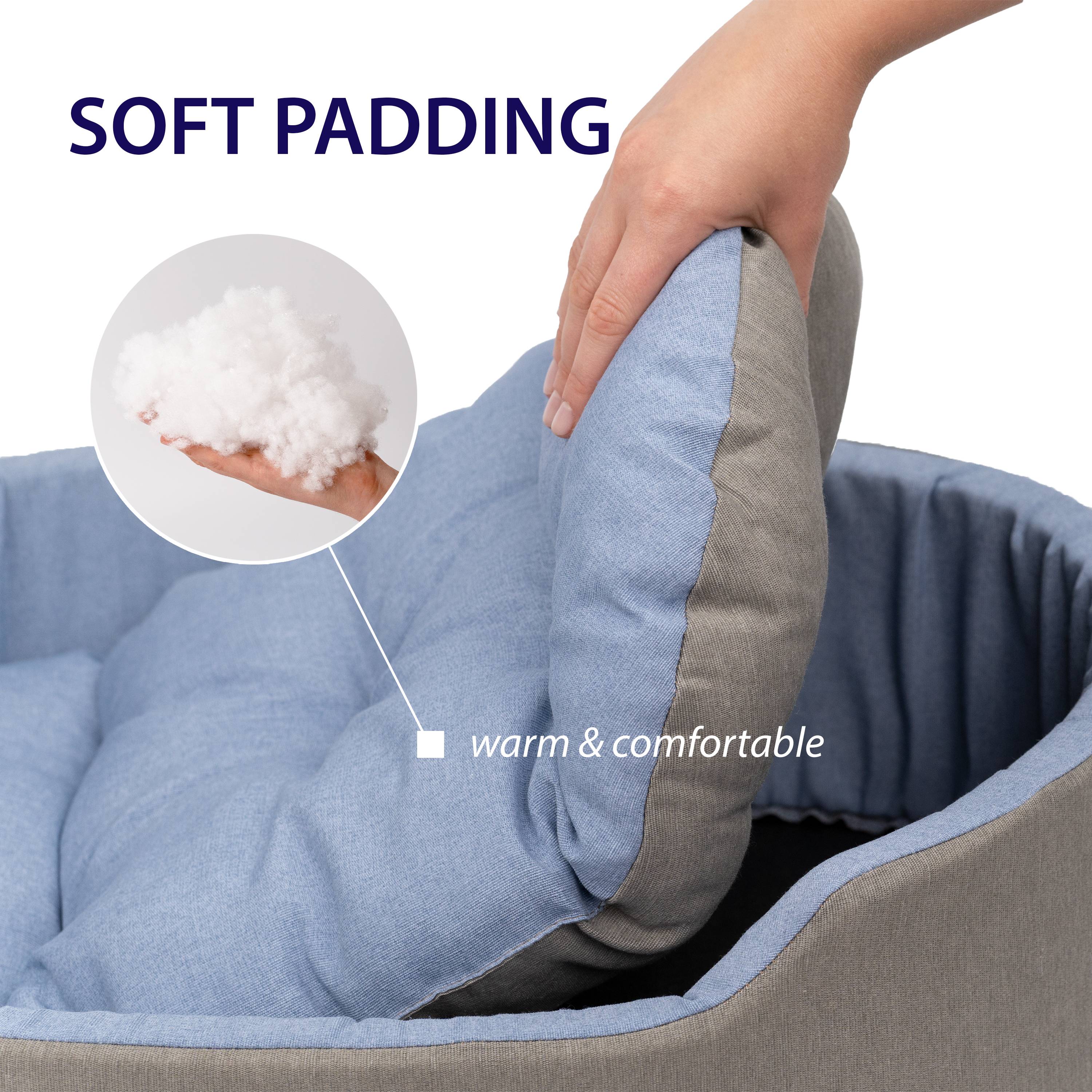 Ferplast - Ferplast Panier Chien Dandy, Coussin Amovible et Lavable, Housse en Coton avec Rembourrage Doux, Lit Chiens Moyen, 95 x 60 x H 21 cm, Bleu Clair - Image 6
