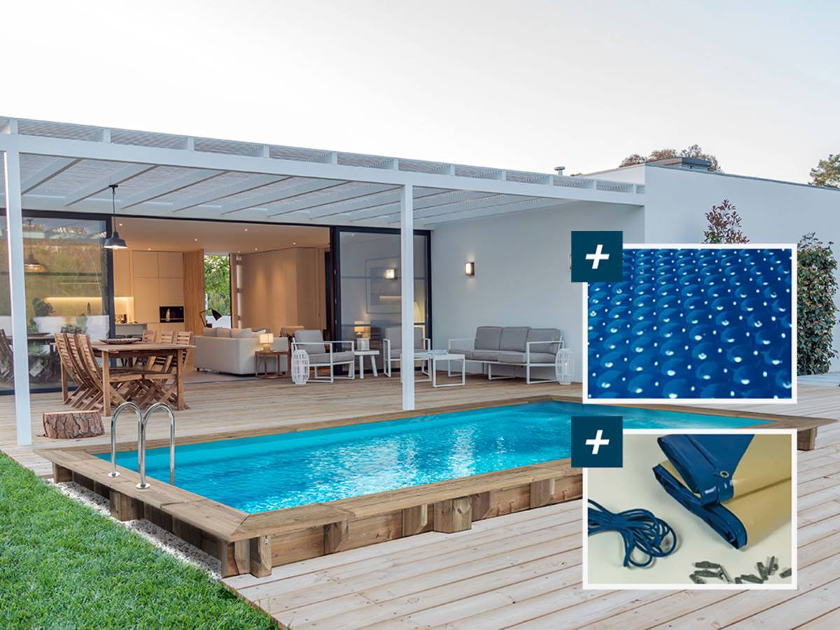 Habitat Et Jardin - Piscine Bois Rectangle " Tobago "- 6.20 X 3.00 X 1.31 M + Bâche à Bulles 180 µ - Bâche Hiver 280 G/m² -habitat Et Jardin - Image 2