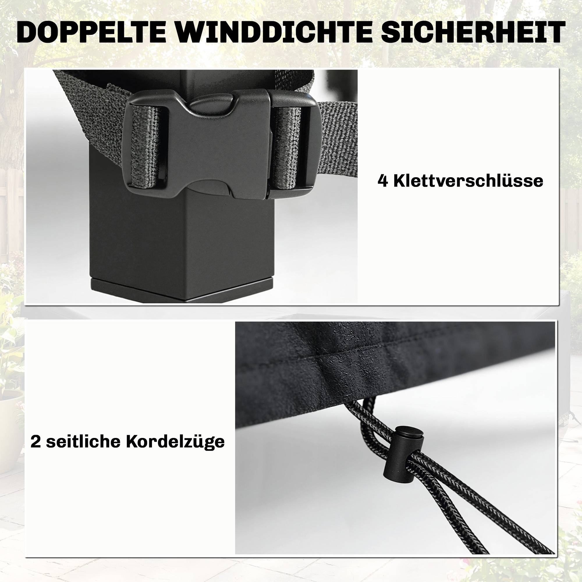 ComfortXL - Housse mobilier de jardin Oxford 420D 125 x 125 x 74 cm noire pour terrasse protection pluie UV et vent - Image 5