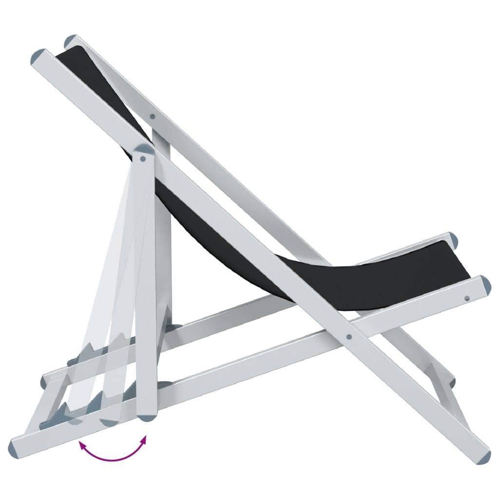 Maison Chic - lot de 2 Chaises de plage pliantes - Bain de soleil - Transat noir aluminium et textilène HL306 - Image 7