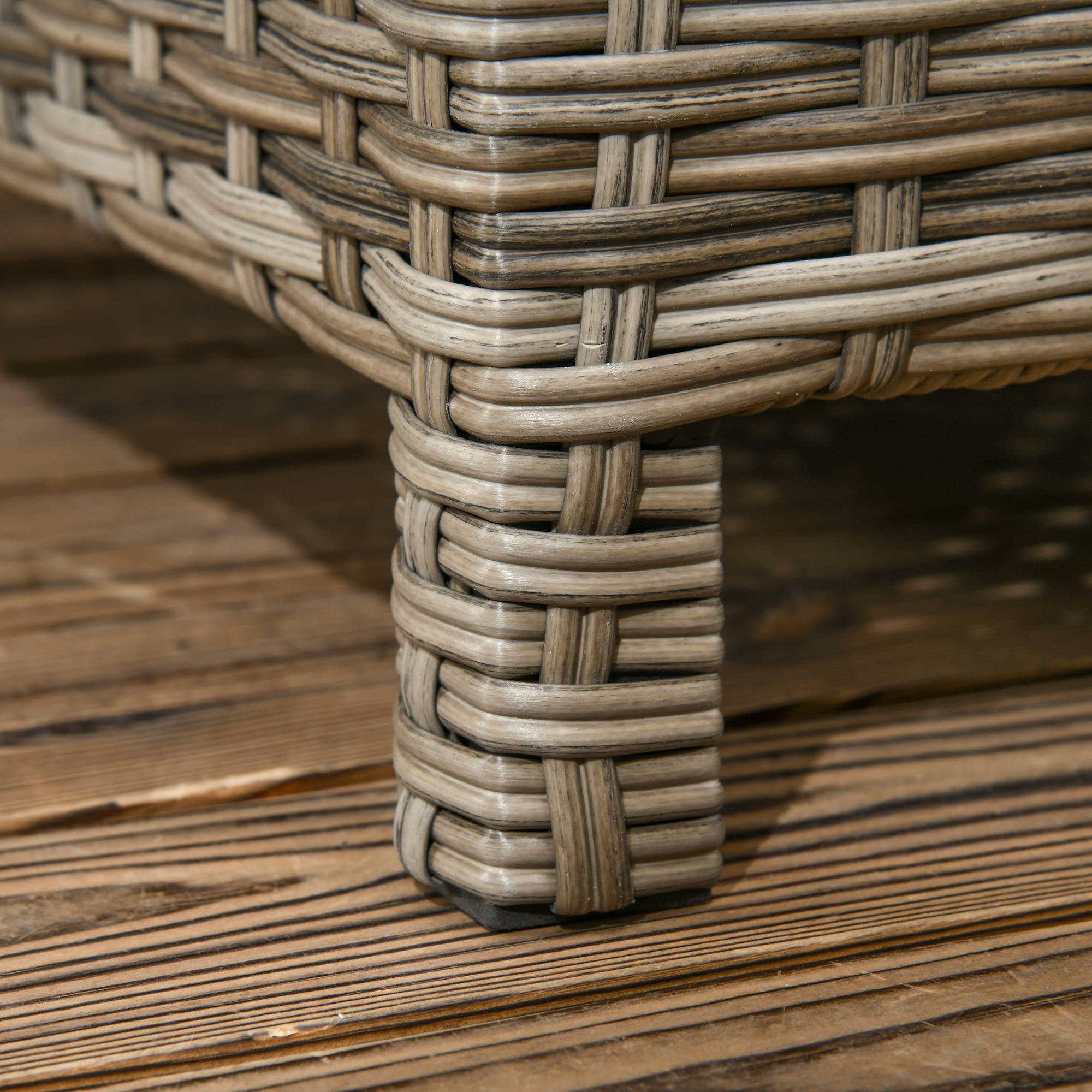 Outsunny - Ensemble salon de jardin 2 places 4 pcs - canapé, repose-pieds, 2 tables basses - coussins inclus - résine grise polyester kaki - Outsunny - Image 9