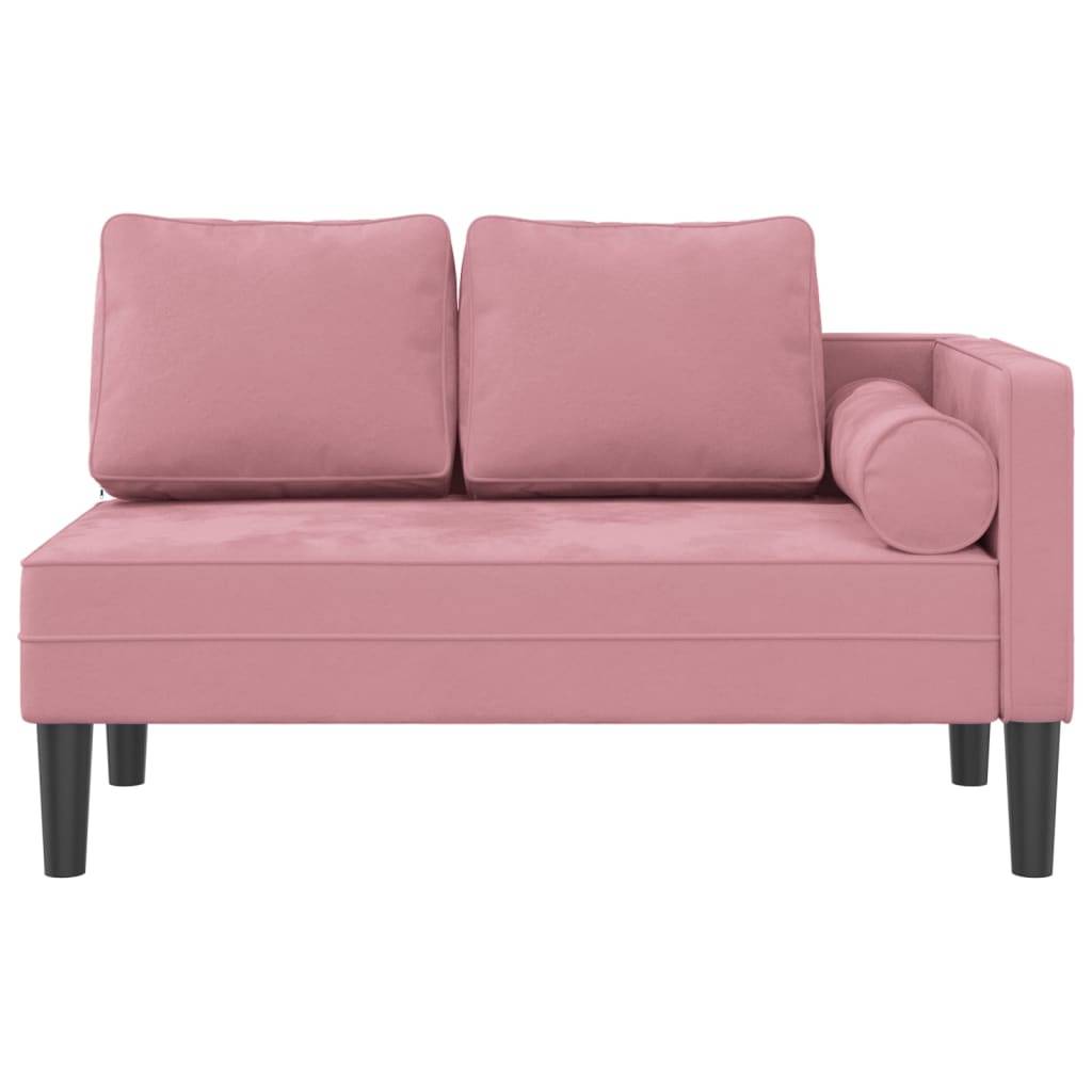 Maison Chic - Chaise longue | Transat | Bain de soleil avec coussins rose velours - Image 3