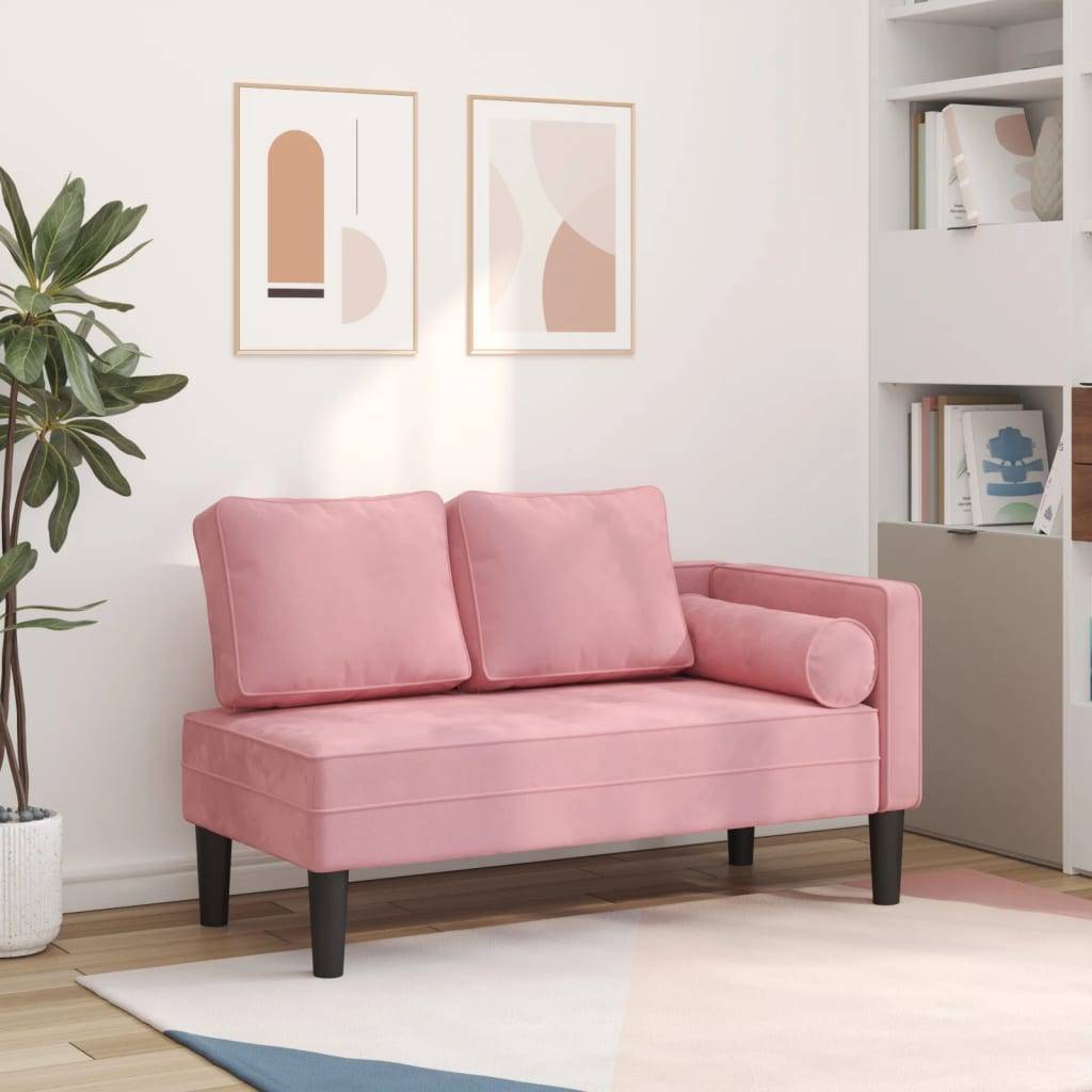 Maison Chic - Chaise longue | Transat | Bain de soleil avec coussins rose velours - Image 2