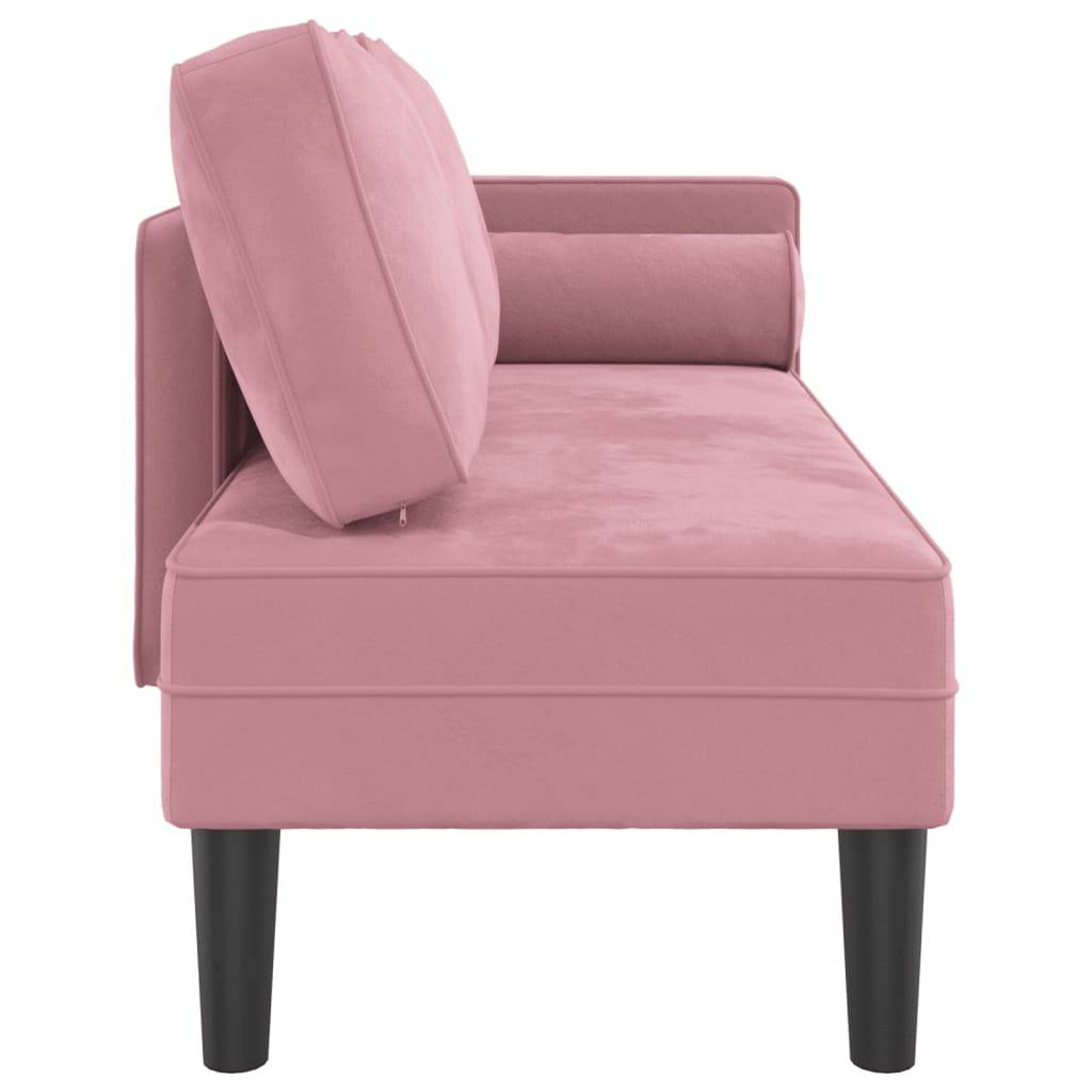 Maison Chic - Chaise longue | Transat | Bain de soleil avec coussins rose velours - Image 4