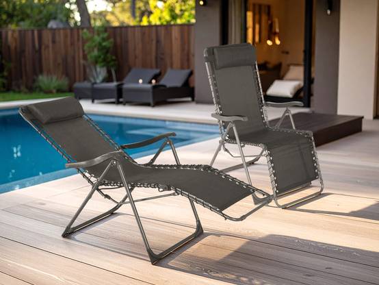 Hesperide - 2 Fauteuils de jardin relax SILOS Gris anthracite - Hespéride - Image 2