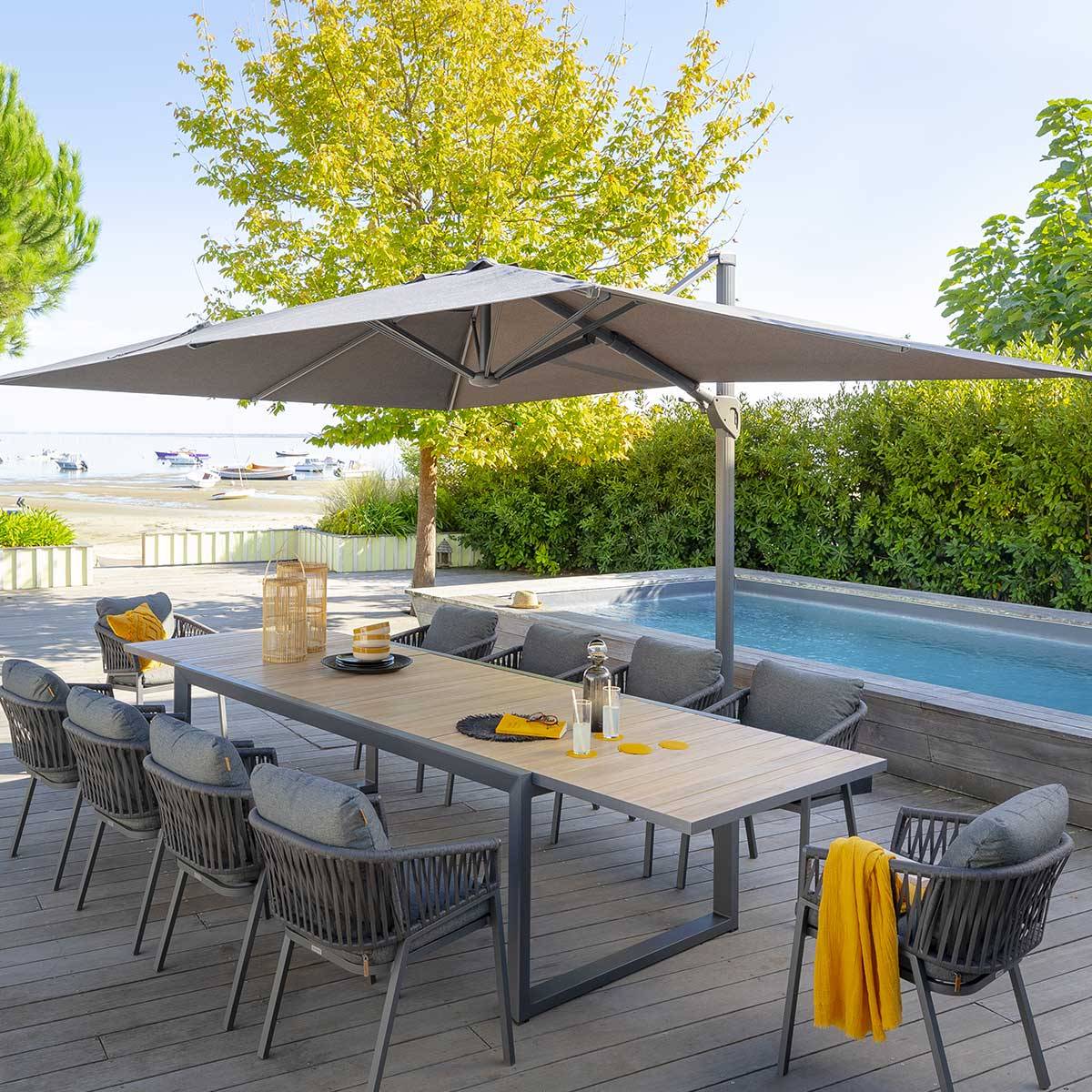 Hesperide - Table de jardin extensible "Corvo" acacia & graphite 12 places Hespéride - Image 3
